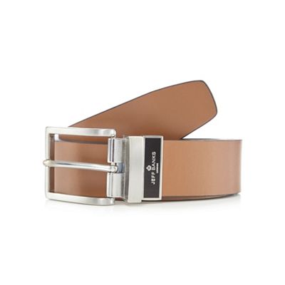Designer tan leather reversible belt